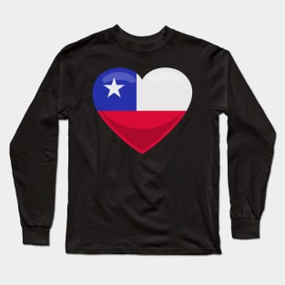 Chile Flag Heart Long Sleeve T-Shirt